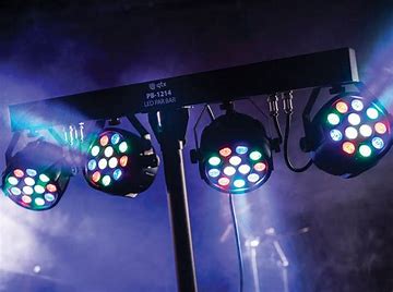 Party Par Bar, 4 x LED Par lights on a stand, simple plug and go, sound to light or colour scroll from www.compactdiscohire.com